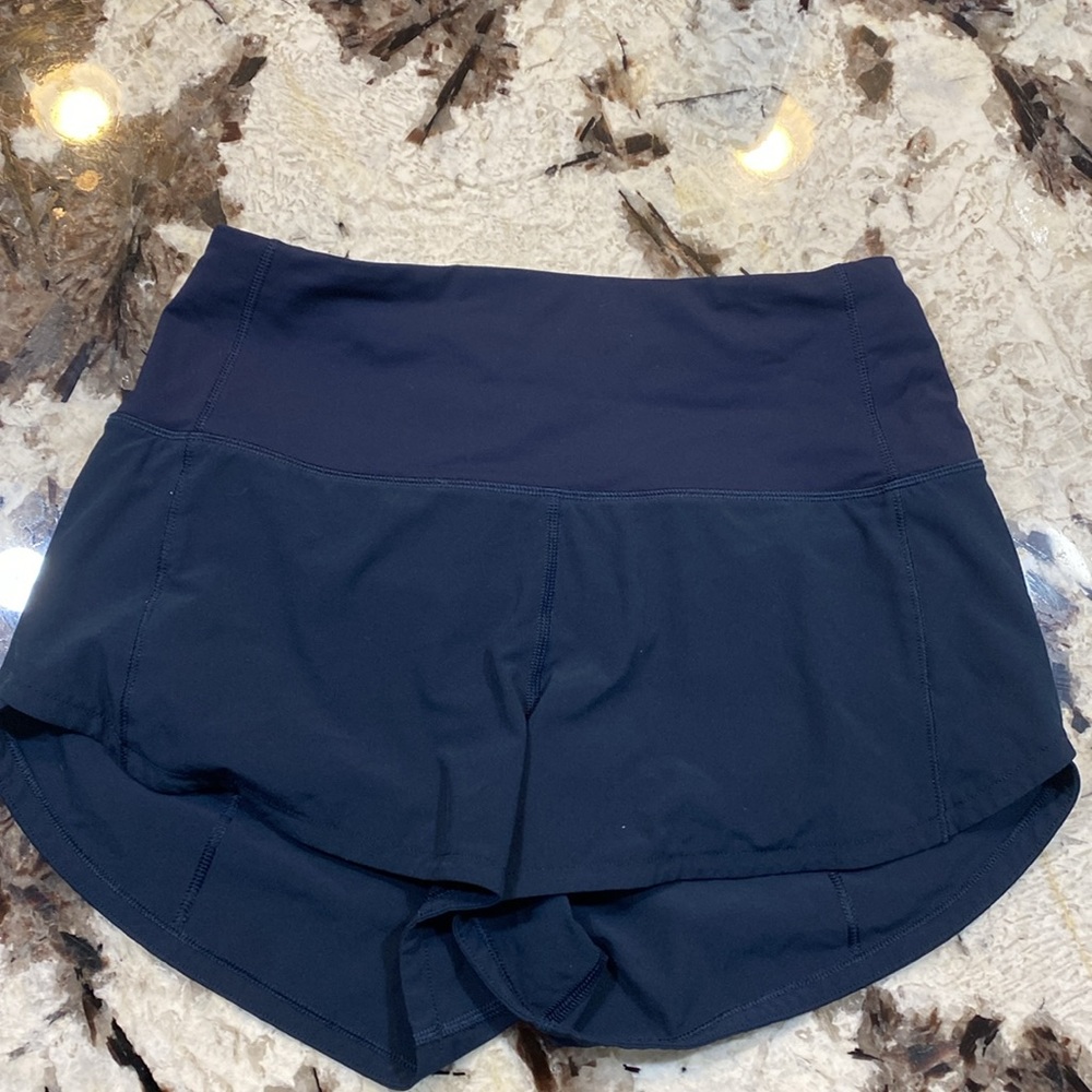 Lululemon Speed Up high waisted shorts, color navy, size 2